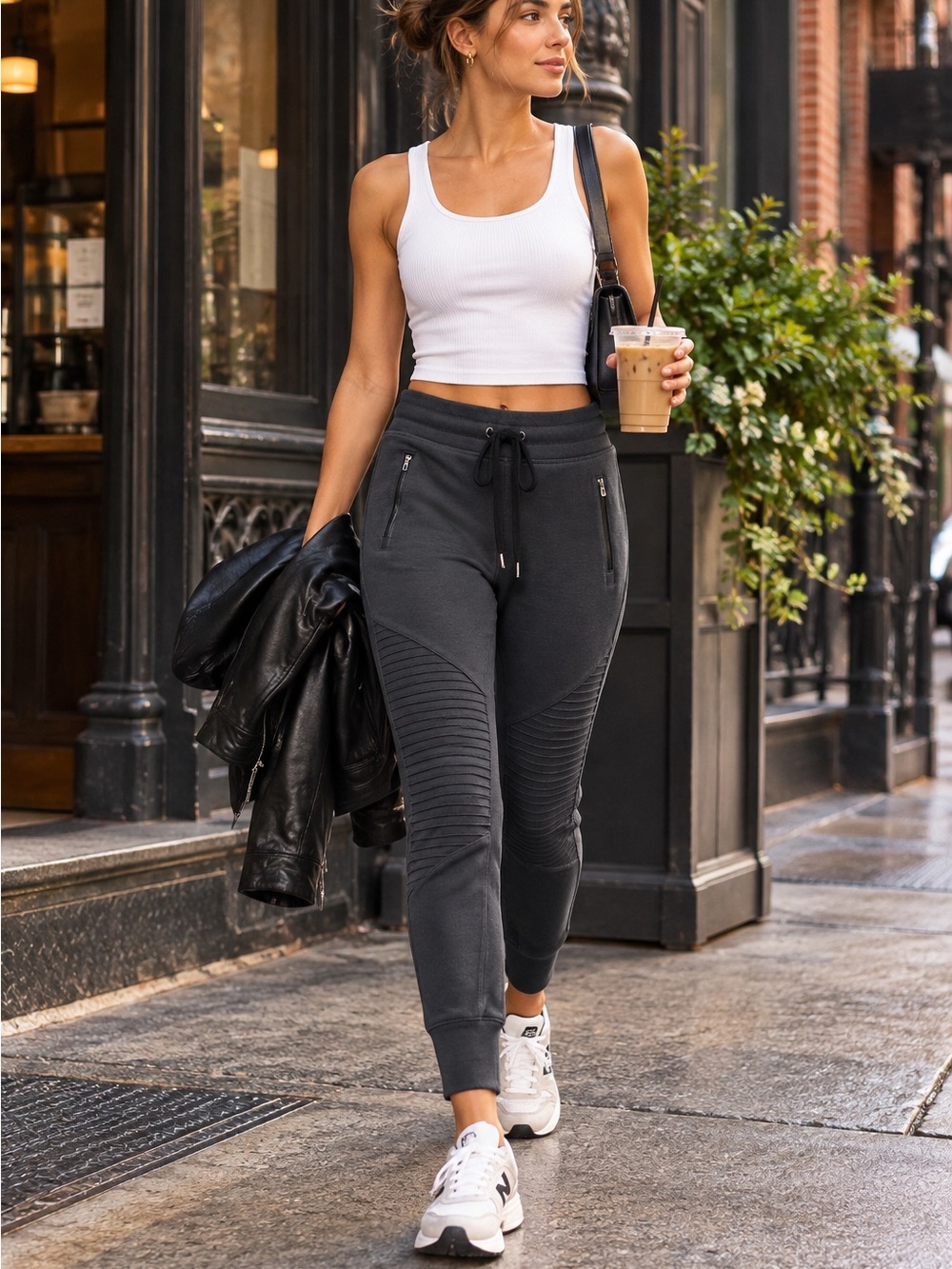ALO YOGA Charcoal Gray Moto Style Jogger Pants Athleisure, S